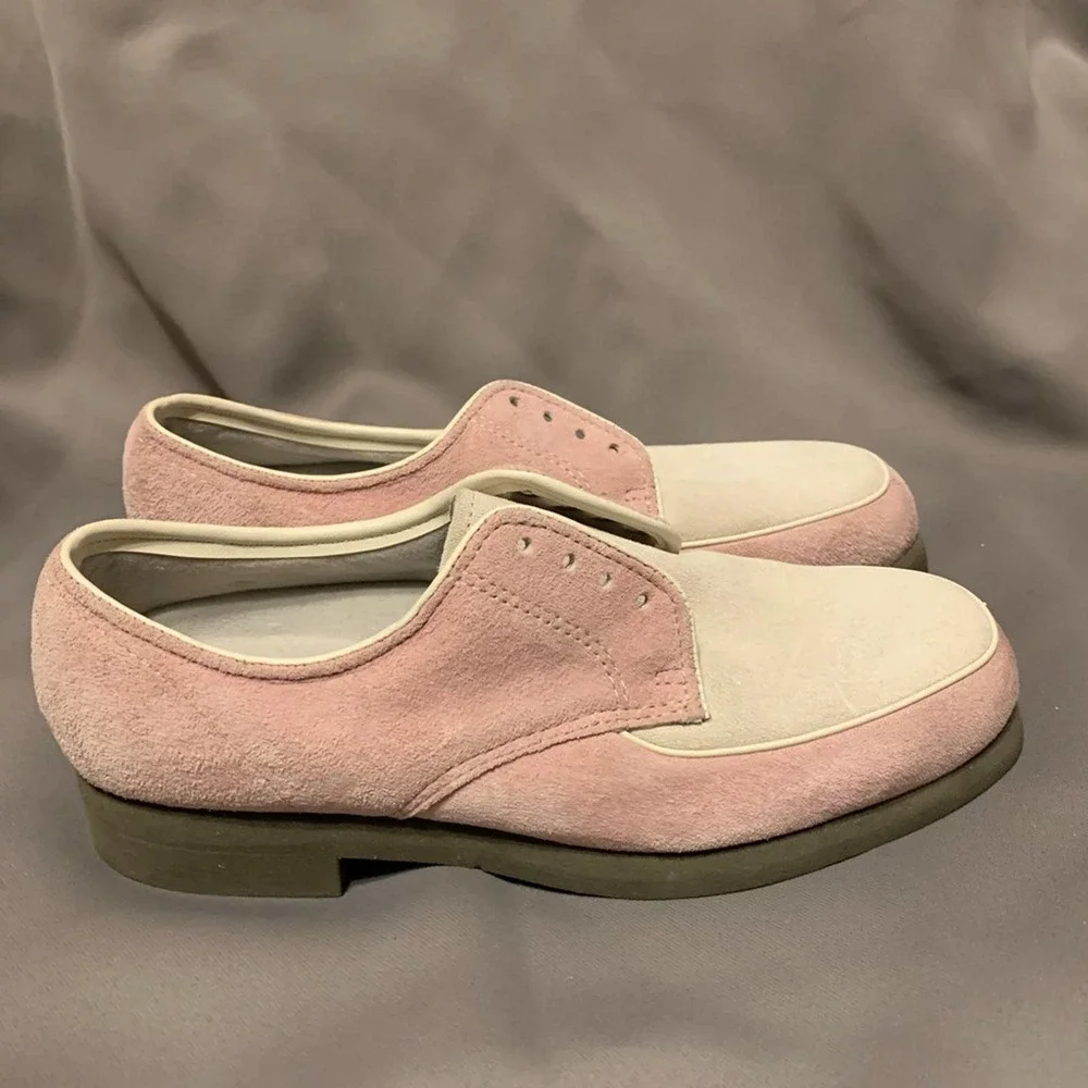 Hush Puppies Oxfords Womens 5.5M Pink Excellent Suede Two‎ Tone Lace Up 56173